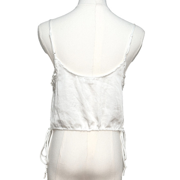 Free People Intimately White Satin Blouson Cropped Side Tie Camisole Medium - Picture 5 of 7